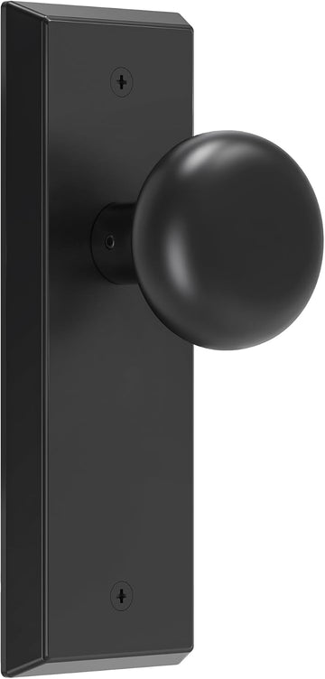 Matte Black Vintage Dummy Door Knob Interior, 2 Pack