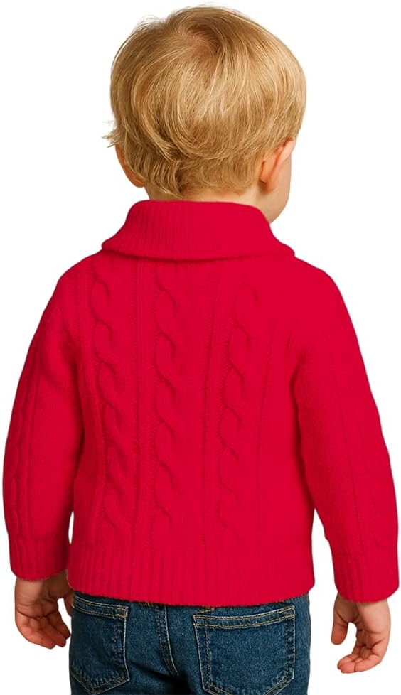 Baby Boys Cardigan Crochet Sweater V-Neck Knit Button up Knitted Pattern Pullover Sweatshirt