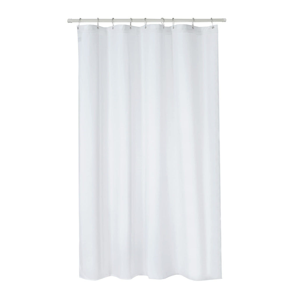 Shower Curtain Liner with Shower Clips, Easy On/Off Liner with Zipper, Waterproof, White, Long Size, 72 inches x 84