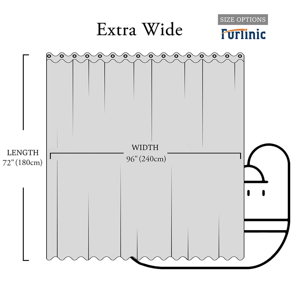 Navy Blue Extra Wide 96 Inch Waffle Shower Curtain with Plastic Hooks, Heavy Duty OmbreTextured Fabric Shower Curtains
