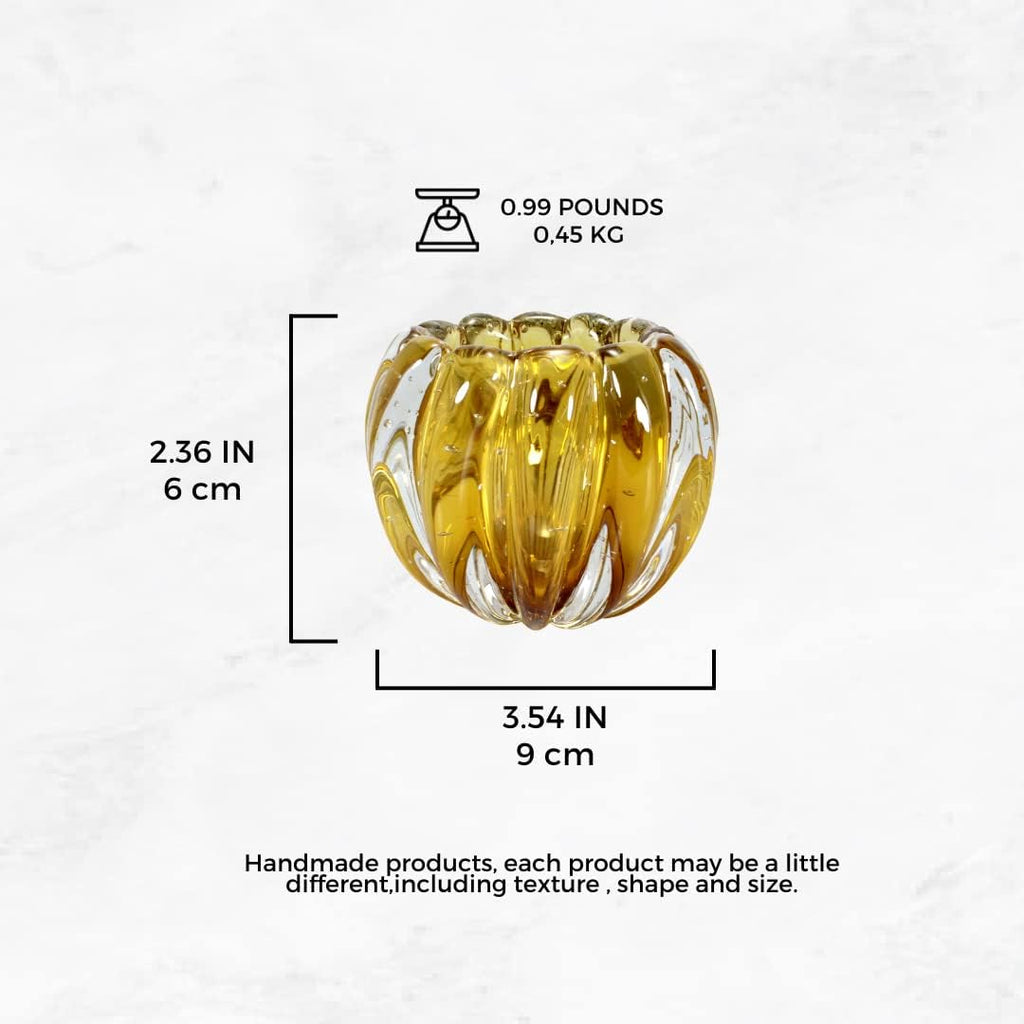 Murano-Style Hand-Blown Glass Cachepot, Model Liceu (Amber)| Brazilian Artisan Craft | Multipurpose Use as Vase