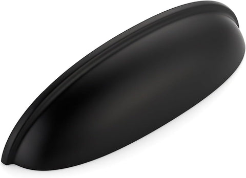 10 Pack 5" Matte Black Cup Drawer Pulls, Kitchen Cabinet Handles, 5 Inch (128 mm) Hole Center