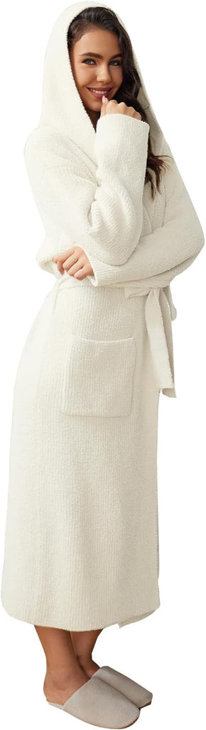 Ultra Soft Robes for Women with Pockets, Womens Robe Plush | Hooded House Robes for Women Calf-Length, Spa Bath Robe