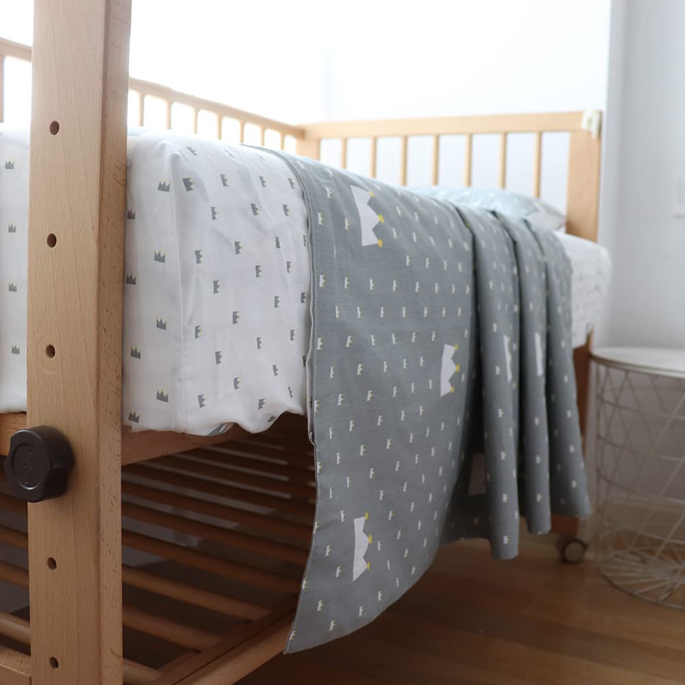 3Pcs Cotton Crib Bedding Set Duvet Cover Fitted Sheet Pillowcase
