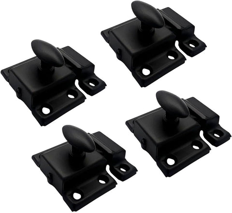 Oval Turn Cabinet Latch, & Other Furniture, Small, Matte Black, 4 Pack, Made in Taiwan