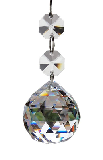 20pcs Crystal Glass Ball Chandelier Prisms Pendants Parts Beads (40mm, Clear)