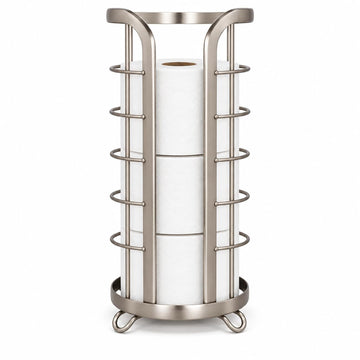 Toilet Paper Holder Stand Reserve - Free Standing Toilet Paper Stand with Storage that Holds Mega Rolls, Standing