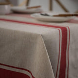 White Red Tablecloth Cotton Linen Farmhouse Table Cover Soft Washable Table Top for Parties Coffee K