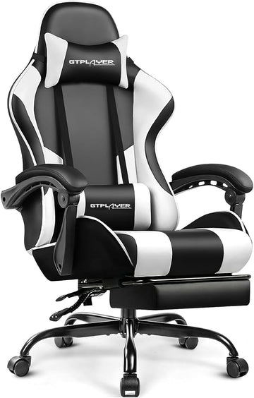 Gaming Chair, Computer Chair with Footrest and Lumbar Support(WT)