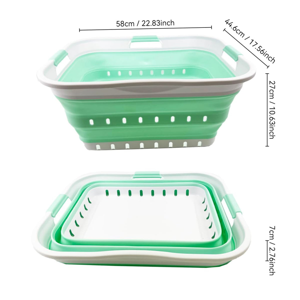 42L (11 gallon) Collapsible Plastic Laundry Basket - Foldable Pop Up Storage Container/Organizer - Portable Washing