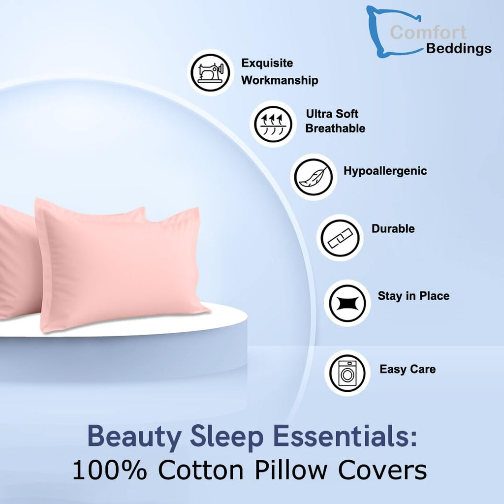 Set of 2 Oxford Pillowcases - 56x79cm Extra Large Pillow Cases - 100% Egyptian Cotton - 600 Thread Count - Extra