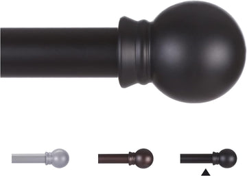 Curtain Rods for Windows 48 to, 5/8" Matte Black Curtain Rod, Stainless Steel Small Curtain Rods Curtain