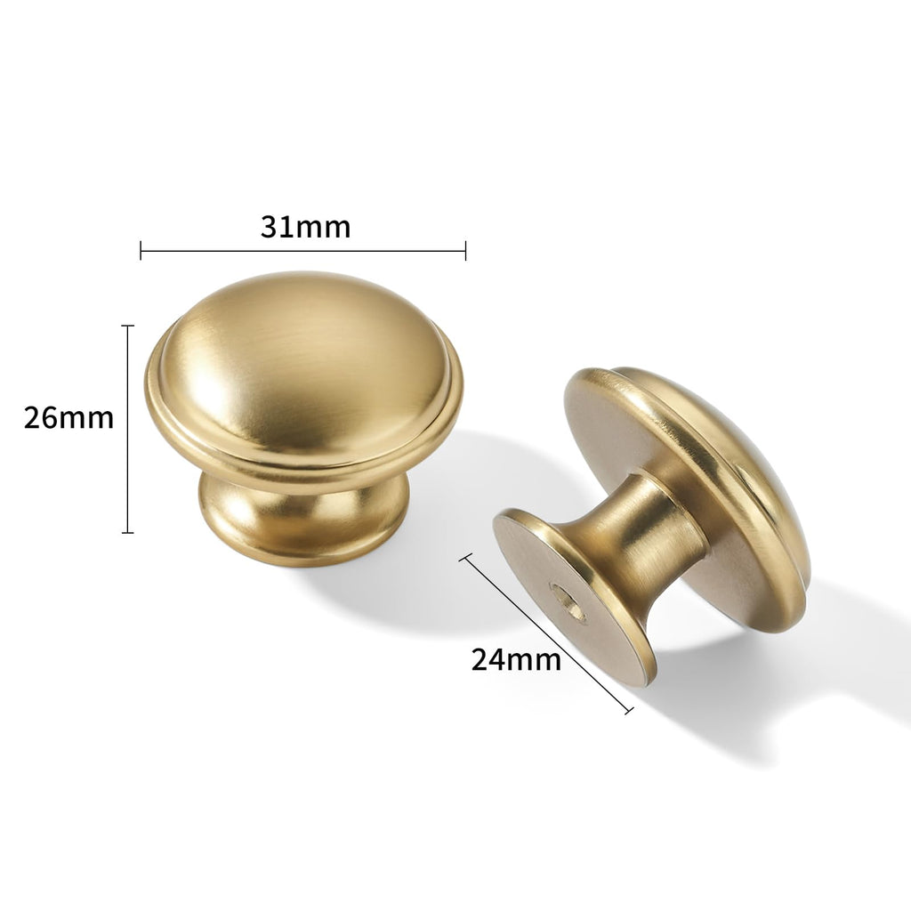 10 Pack Knob Champagne Bronze Cabinet knobs 1-1/4 inch Solid Heavy Duty Tradition Bifold Closet Door Mushroom Knobs