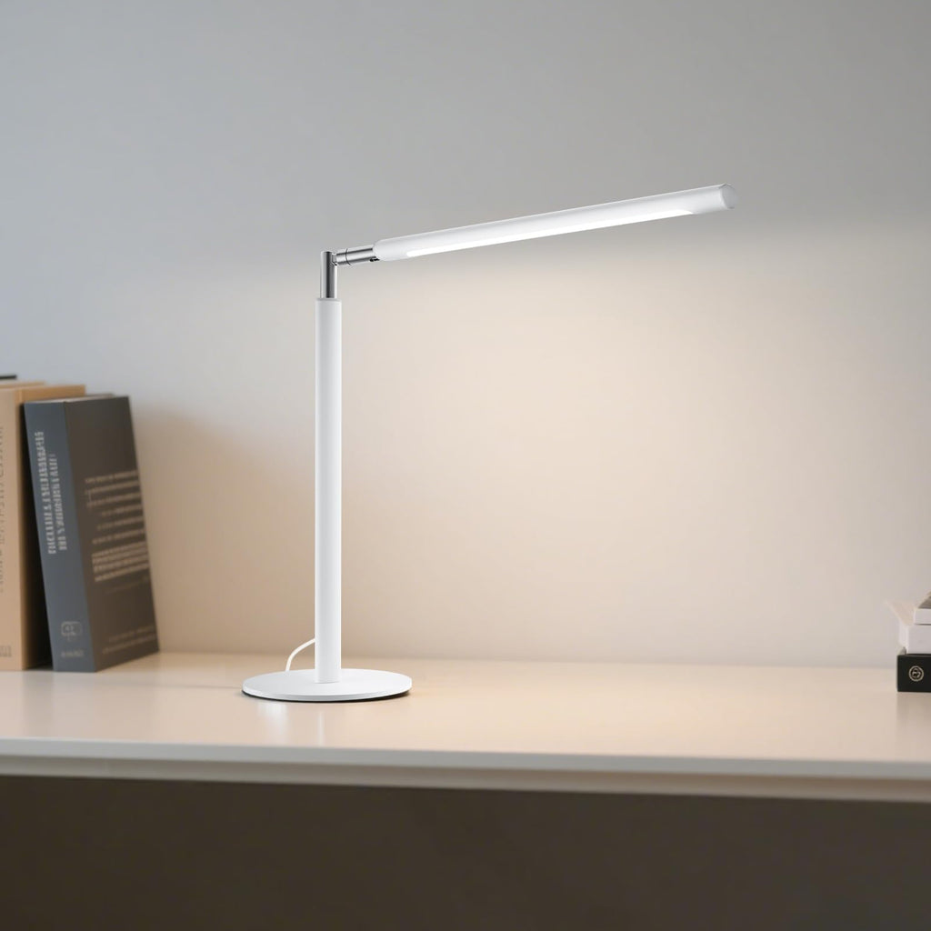 White LED Desk Lamp, 16" Dimmable Metal Desk Light with Base, 15W 1200LM, Adapter Included, Color & Brightness