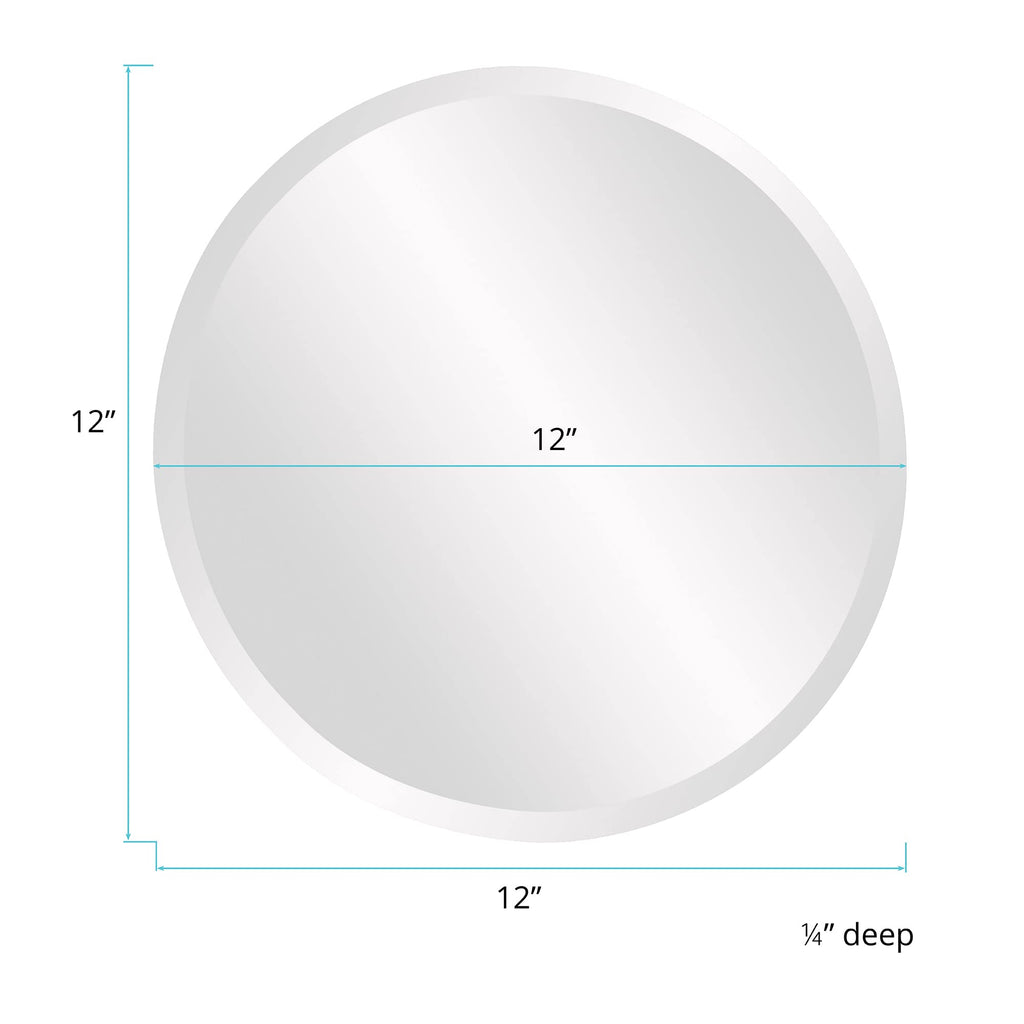 Elliott Frameless Silver Round Wall Hanging Mirror, Elegant Beveled Edges Frameless Wall Hanging Mirror, Modern