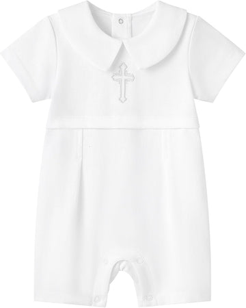Baby Boy Baptism Outfit Cotton Romper