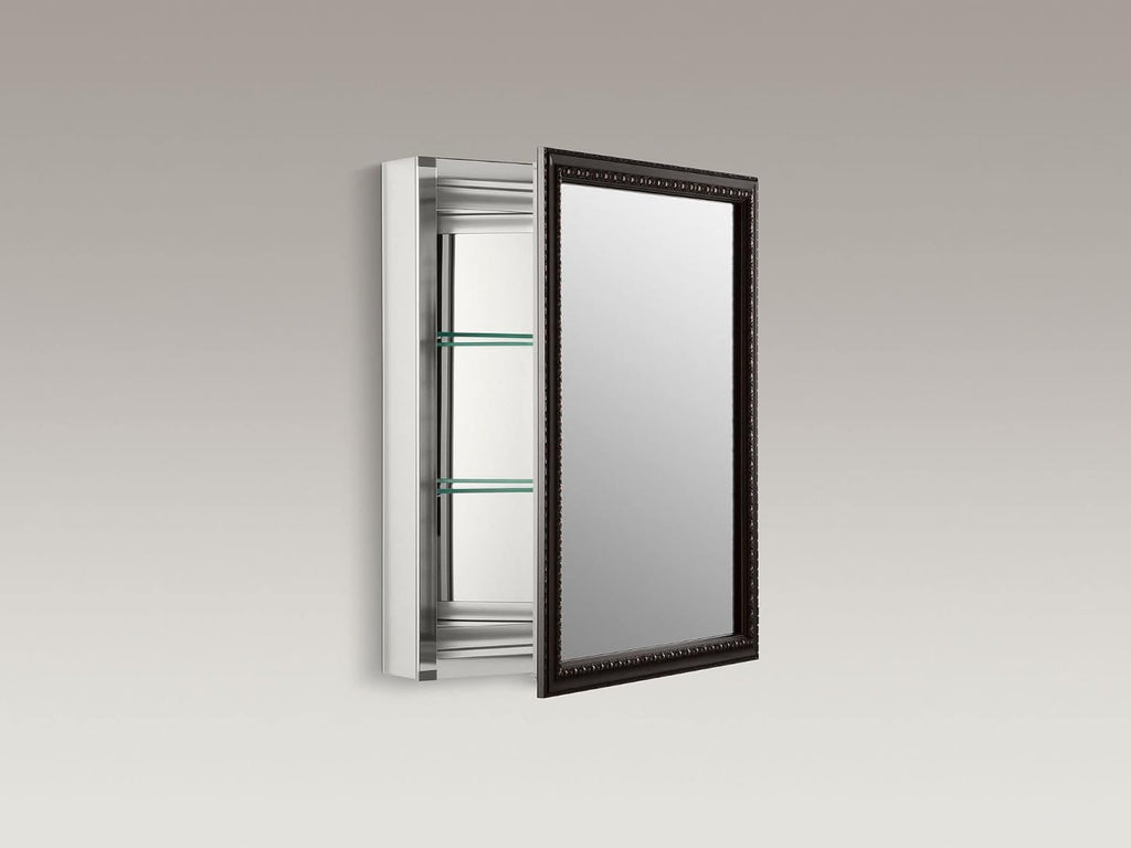 2967-BR1 20" W x 26" H Bathroom Medicine Cabinet with Framed Mirror Door, Recessed or Surface Mount Bathroom Wall