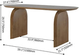 Japandi Oval Dining Table for 4, 59.1 Inch Solid Pine Wood Kitchen Table, Modern Mid Century Minimalist Kitchen &