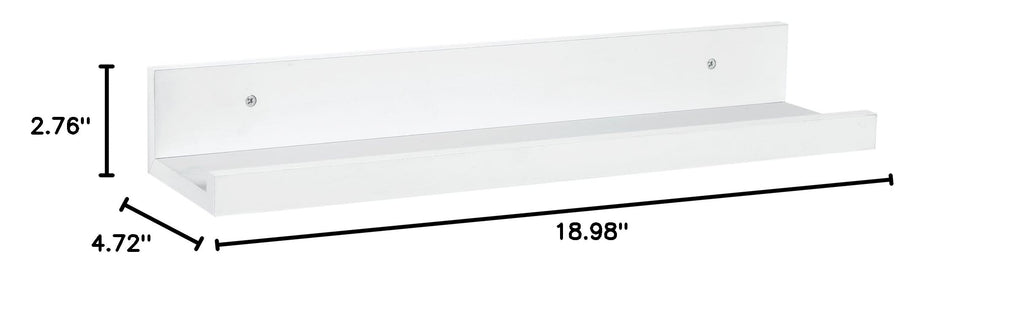 Floating Shelf with Ledge, Wall Mount, 19 in., Storage & Decoration, White Finish