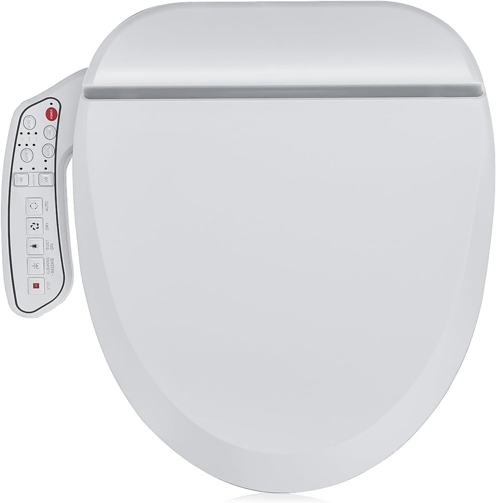 Round Smart Bidet Toilet Seat with Unlimited Warm Water, Vortex Wash, Heated Seat, Warm Air Dryer, Front and Rear Wash, LED Light, White