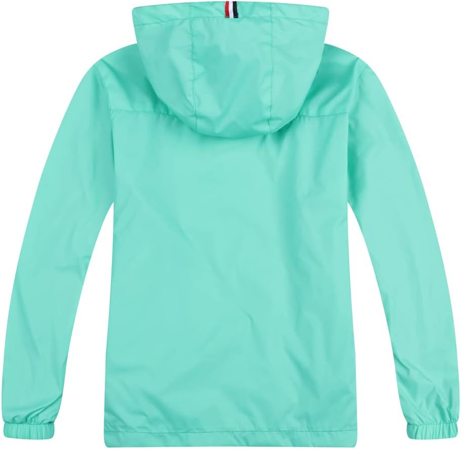 Boys Girls Lightweight Breathable Raincoat Waterproof Hooded Rain Jacket Windbreaker Easy to Fold
