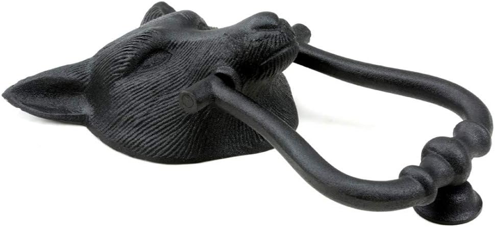Door Knockers 8.5 in. Black Cast Iron Fox Head Shaped Door Knocker with Mounting Hardware