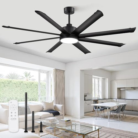 ZMISHIBO 72 Inch Black Ceiling Fan