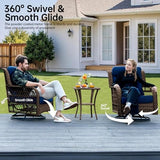 3-Piece Wicker Outdoor Patio Furniture Set - Bistro with Thick Cushions for Backyard, Garden & Porch