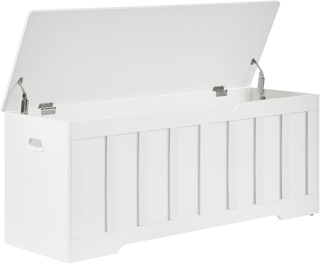 47.2"Storage Chest Extra Large,Wooden Storage Bench(White) | Storage trunk with 2 Safety