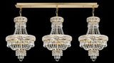 Set of 3 French Empire Crystal Chandeliers - Gold Finish - H19" X W14" 3 Lights Each - Dining Room, Foyer, Entry Way, Living Room