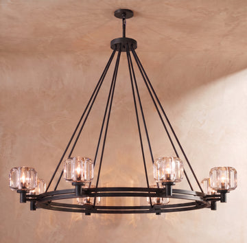 Inspired Demaret Style 48 Inch Round Crystal Chandelier Bronze - Main Product View