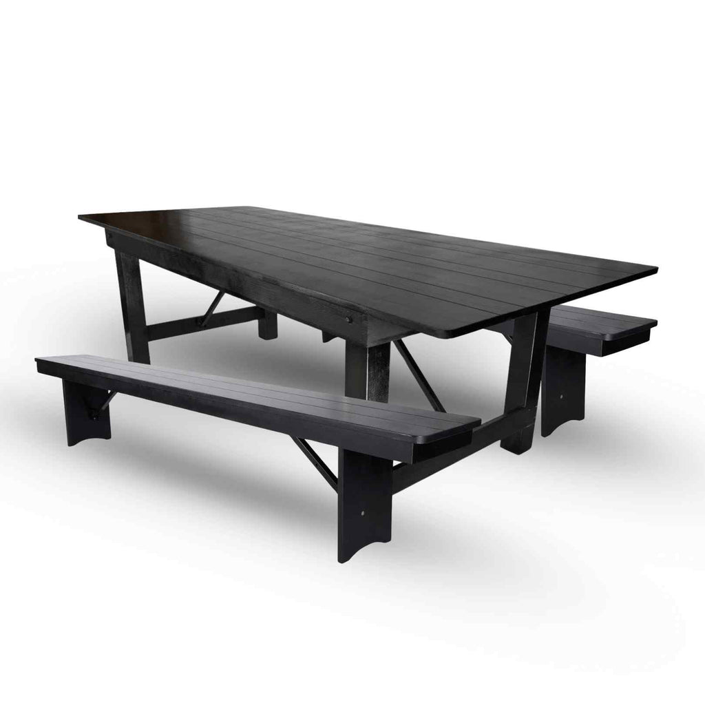 Straight Leg Farm Table Dining Set with 2 Benches