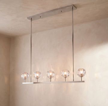 Inspired Boule de Cristal Style 48 Inch Linear Crystal Sphere Chandelier Polished Nickel - Main Product View