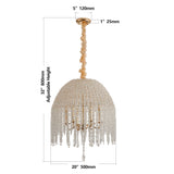 6-Light Chandelier In Gold With Crystal Beads And Waterfall Design, 20 Inches