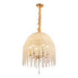 6-Light Chandelier In Gold With Crystal Beads And Waterfall Design, 20 Inches