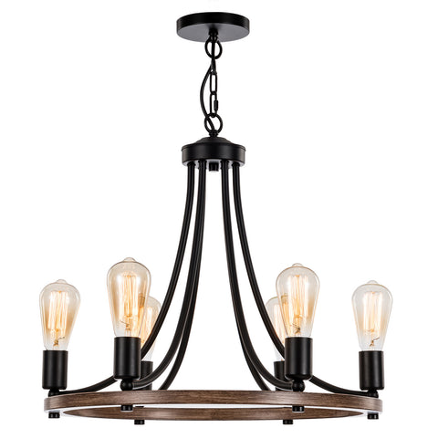 23 5-Light Rustic Country Farmhouse Wagon Wheel Chandelier