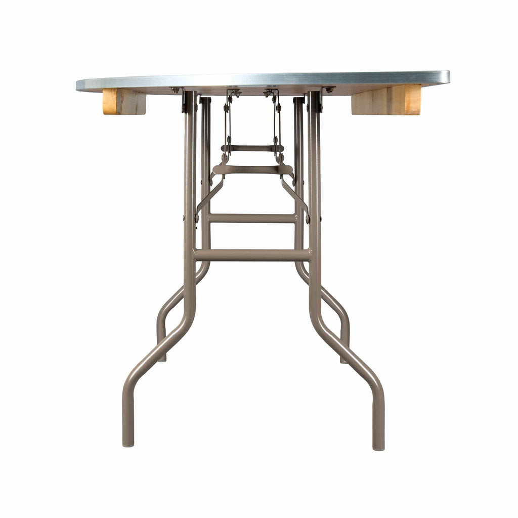 60" (5 Foot) Half Round Heavy Duty Natural Plywood Folding Banquet Table