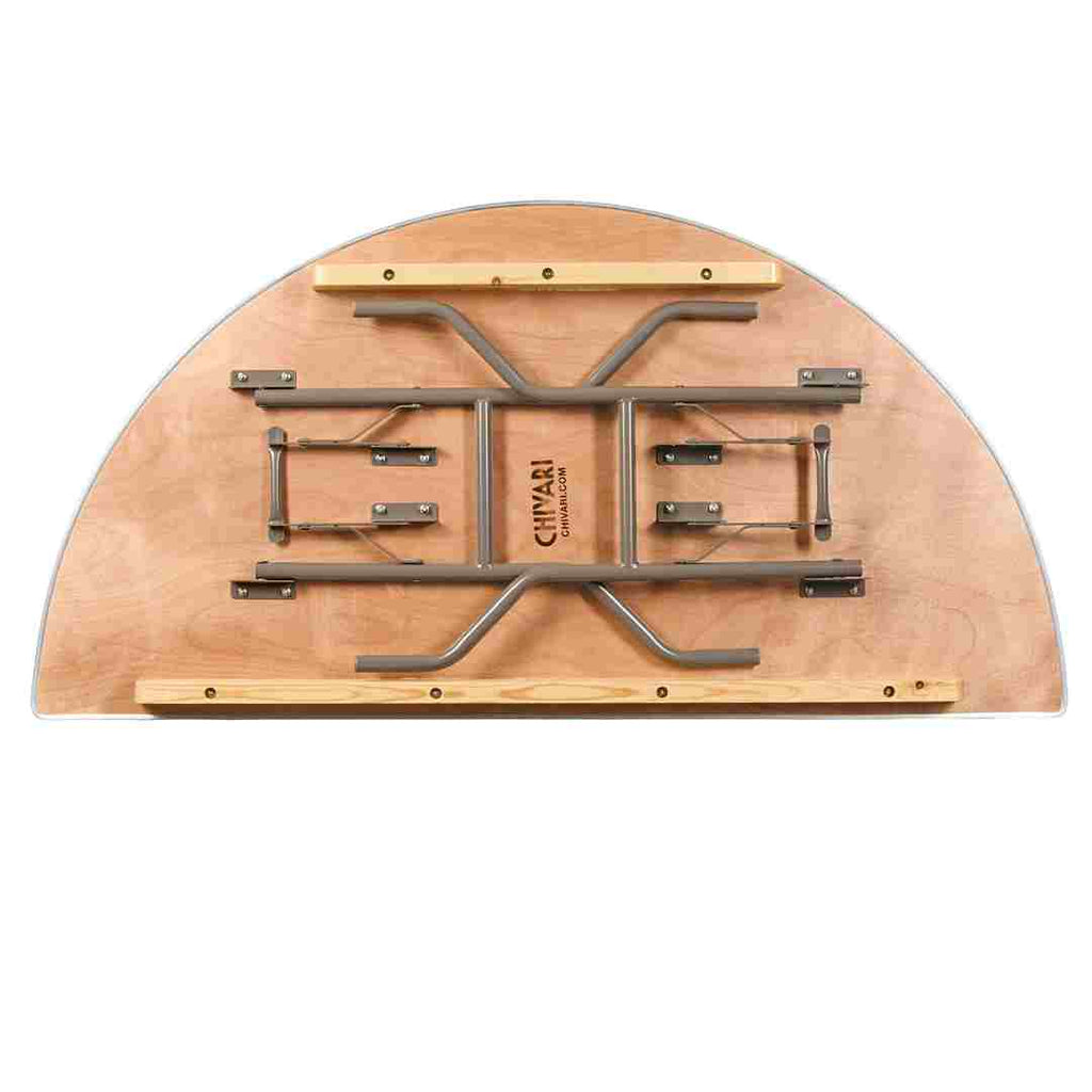 60" (5 Foot) Half Round Heavy Duty Natural Plywood Folding Banquet Table