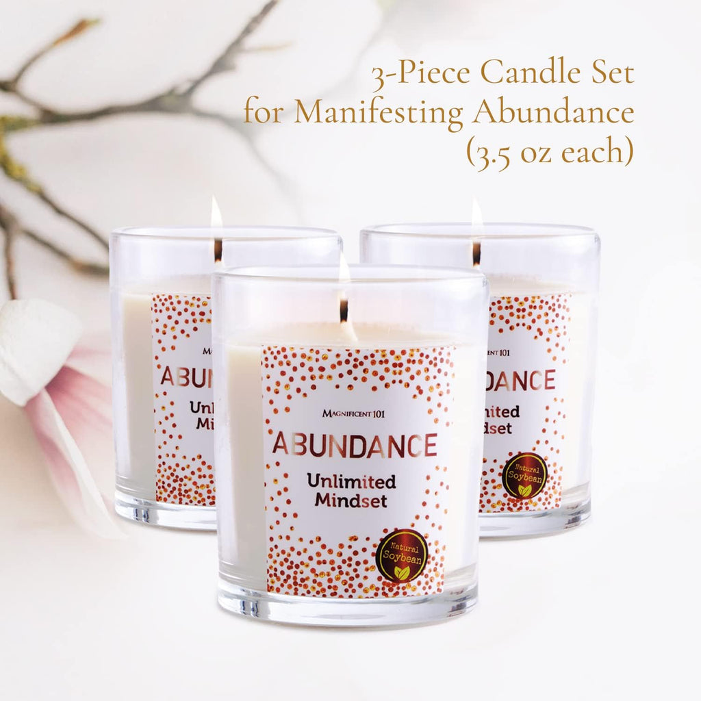 Abundance Mindset Glass Candles, Sage Cedar, 3 Pack