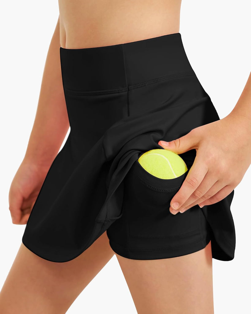 Girls A-Line Tennis Skort with Built-in Shorts for Sports Play