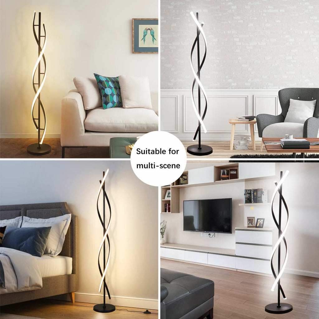 Modern Spiral Floor Lamps, 40W LED Floor Lamp with Remote Control, 60 Inch 3 Color Temperatures & Dimmable