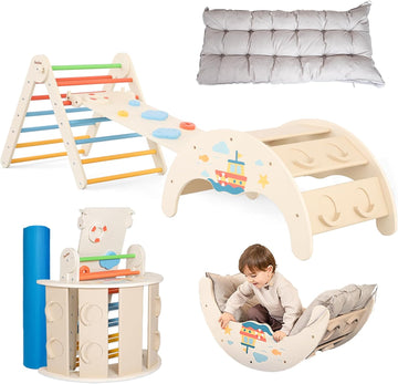 Triangle Set Toddler Climbing Toys Indoor Kids Wooden Gym