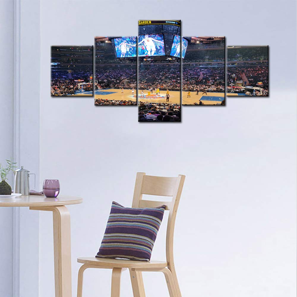 Wall New York Manhattan Madison Square Garden Paintings Basketball Pictures 5 Piece Canvas Modern Artwork Home Decor