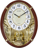 Melodies in Motion Musical Wall Clock - Chiming Wall Clock with Rotating Crystal Pendulum - 12 Melodies - Adjustable Volume - Night Shutoff