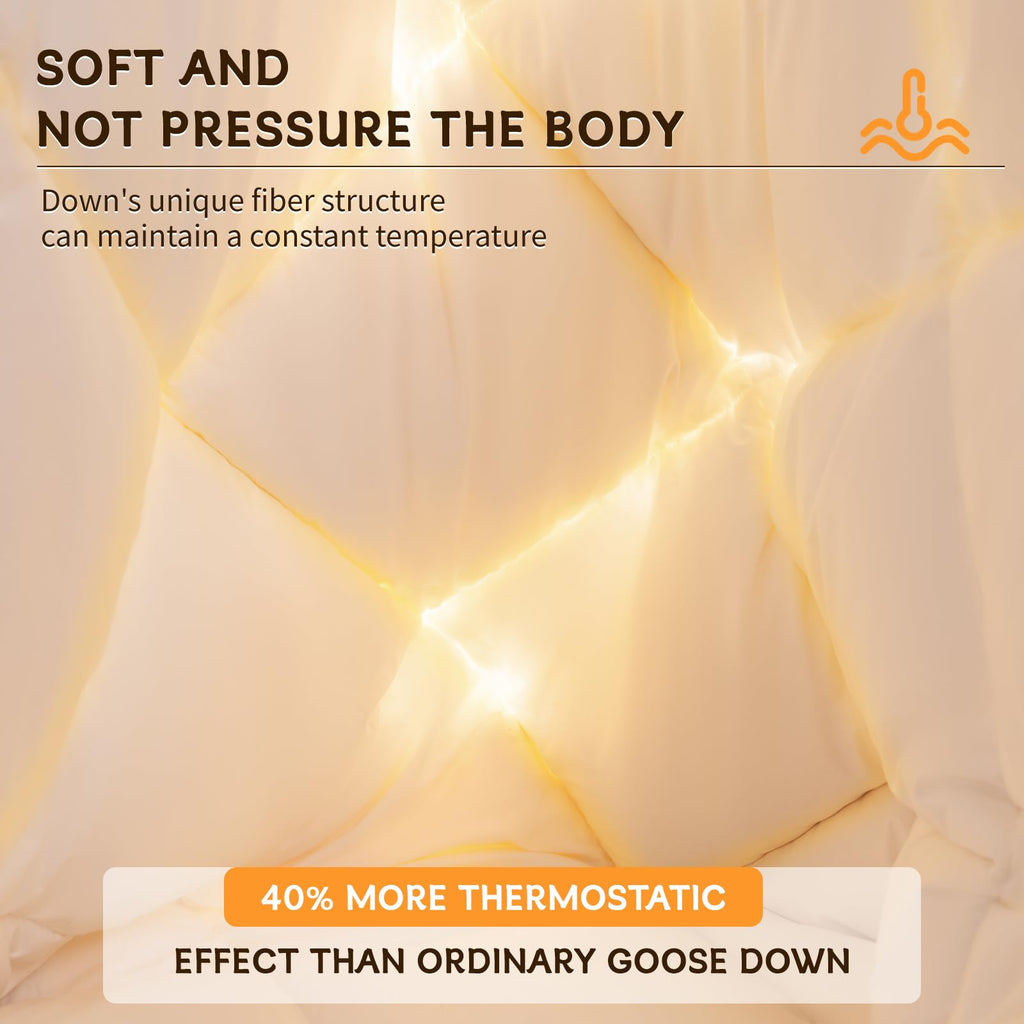 Goose Feather Down Comforter Queen Size, 100% Cotton Cover