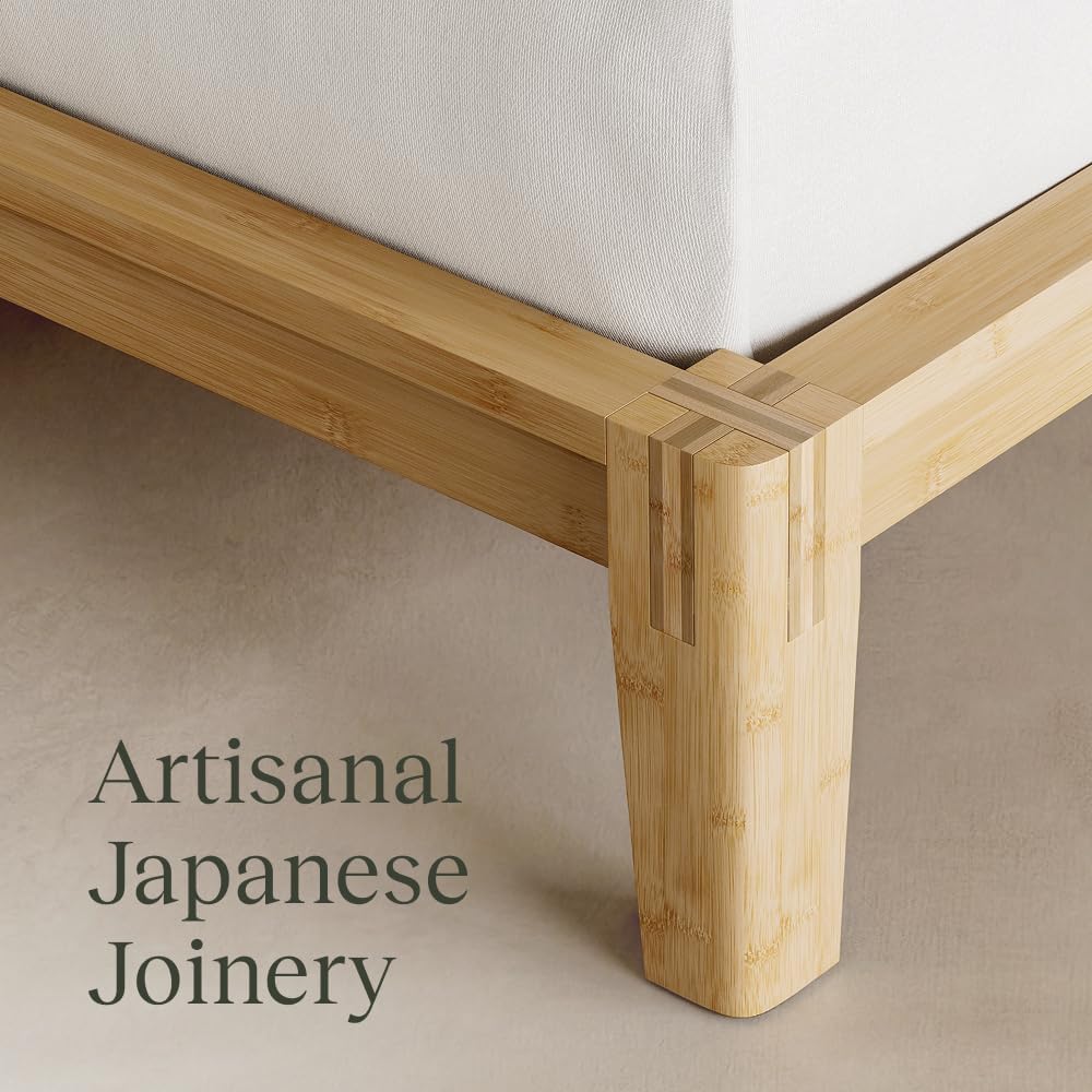 Bamboo Japanese Joinery Bamboo Platform Bed Frame, Twin, Natural