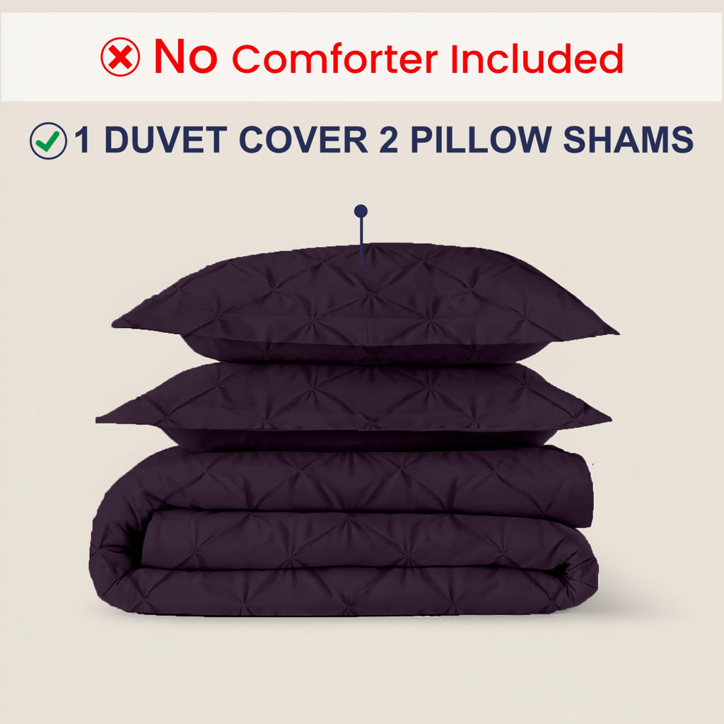 3 Pc Pinch Pleated - Pintuck Duvet Cover Set - 100% Egyptian Cotton - 1000 Thread Count Luxury Comforter