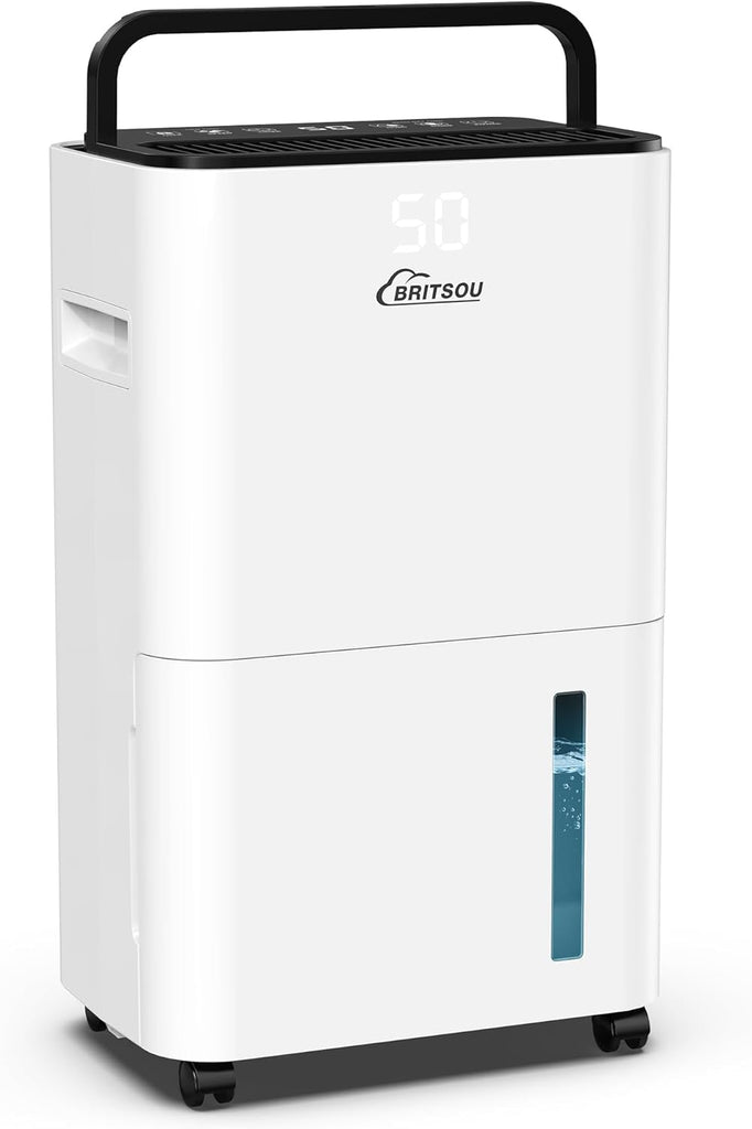 34 Pint Dehumidifier for Basement with Drain Hose & 0.66 Gallon Water Tank, Manual & Auto Drainage