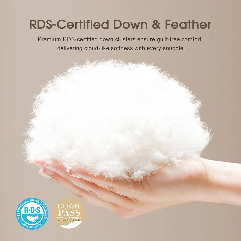 Feather and Down Fibres Comforter Queen - 100% Organic Cotton, Quill-Free & Ethical