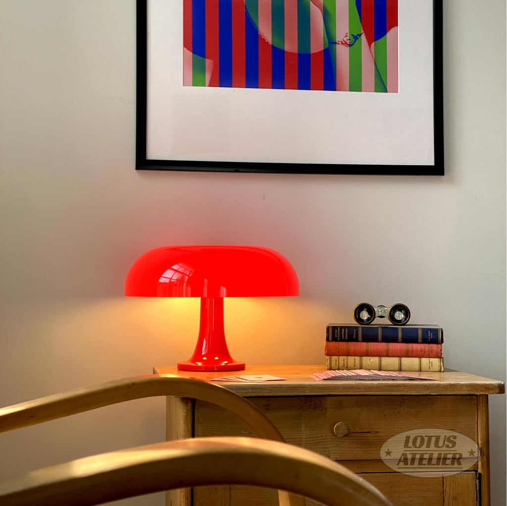 Red Mushroom Lamp for Room Aesthetic Modern Lighting Mid Century lamp | Cool Retro Living Room Decor | Table Lamp